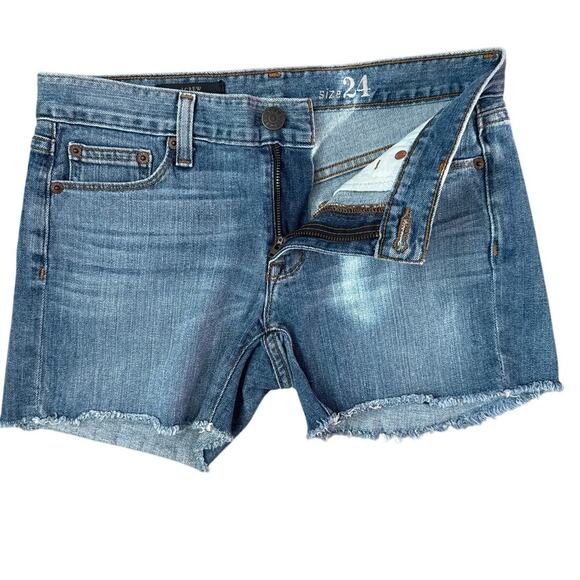 J. Crew‎ Indigo Denim Frayed Hem Low-Rise Preppy Shorts Size 24 - Picture 5 of 8